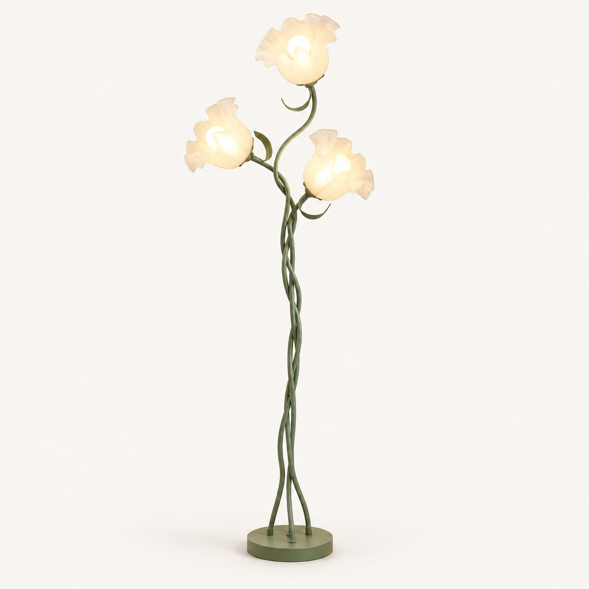 Three-flower floor lamp on a warm-white background