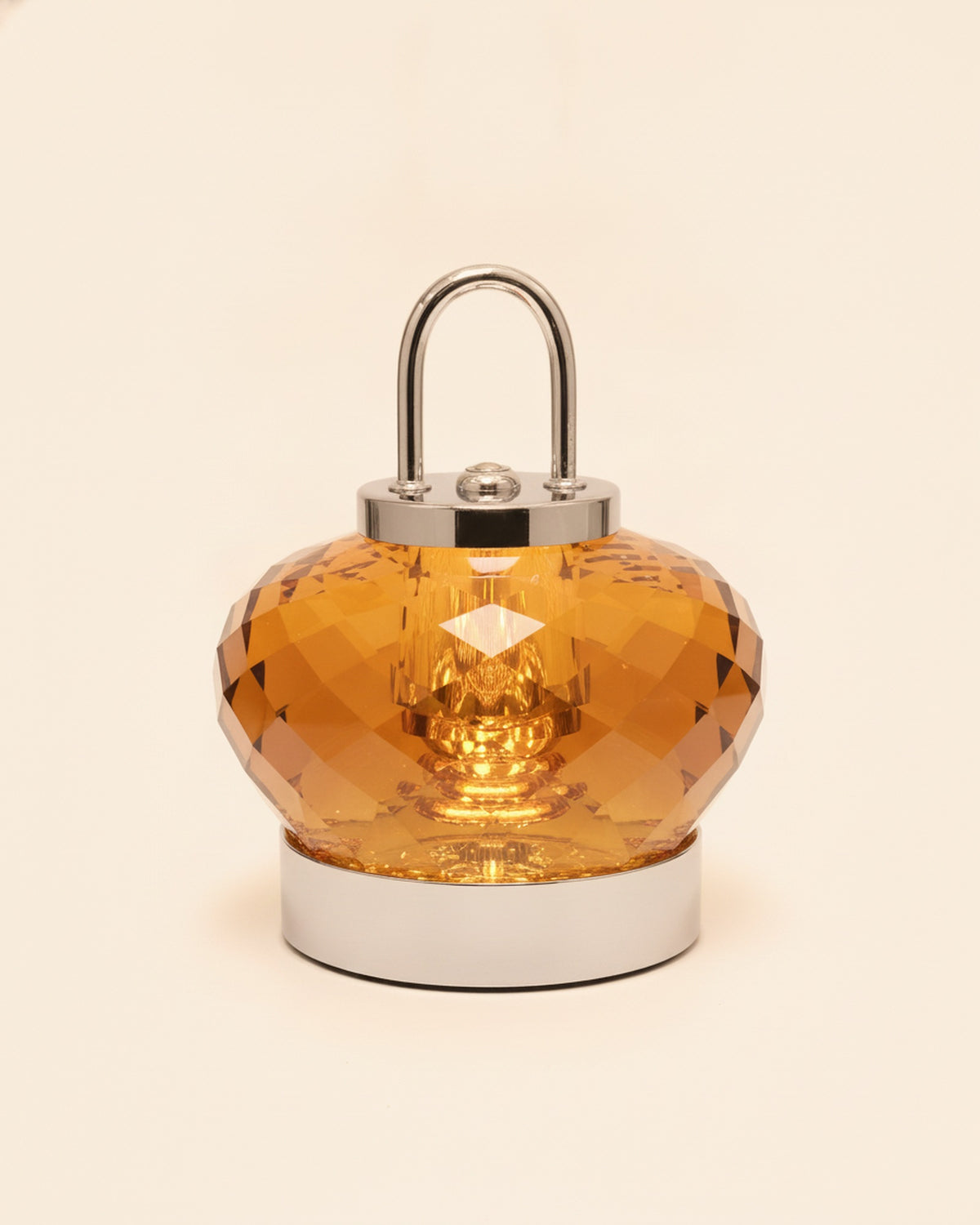 2555 amber faceted K9 crystal night lamp on a warm ivory background