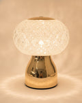 Brilliance 822M Gold faceted crystal sphere ambient lamp on warm ivory backdrop