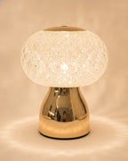 Brilliance 822M Gold faceted crystal sphere ambient lamp on warm ivory backdrop