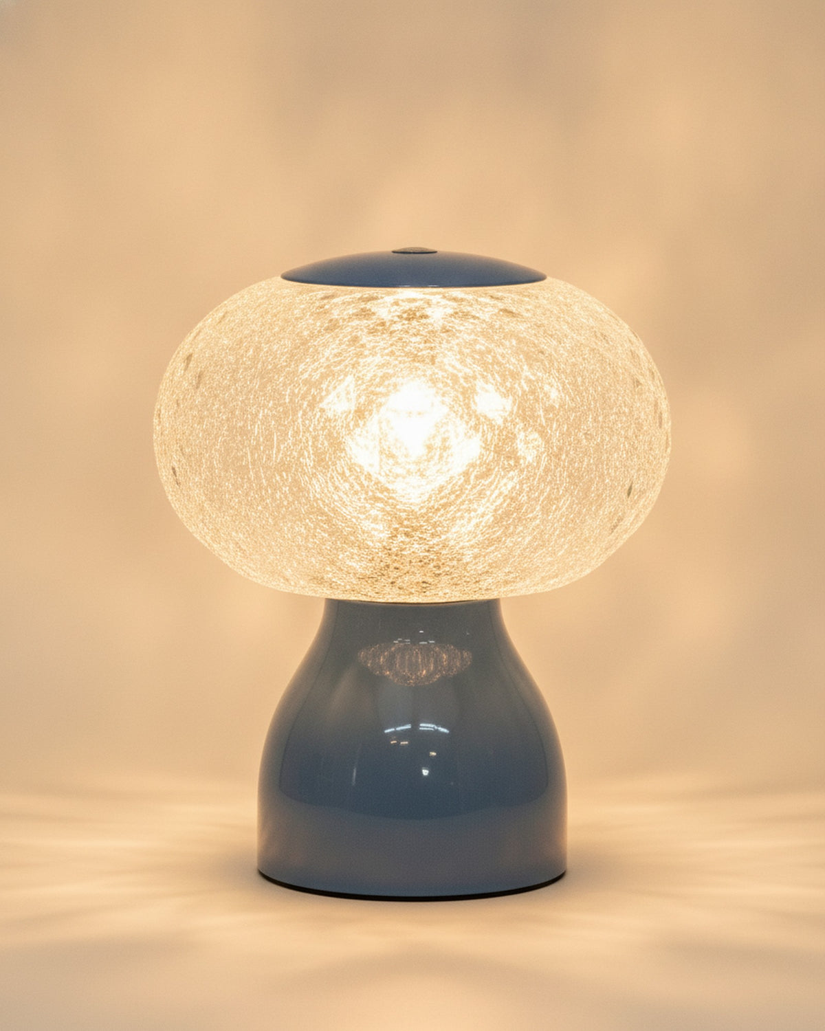 Brilliance 822M Slate Blue faceted crystal sphere ambient lamp on warm ivory backdrop