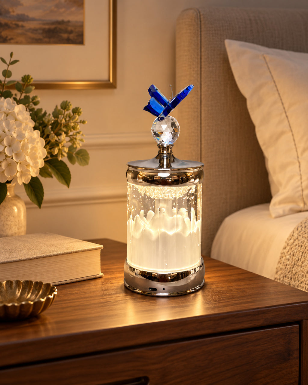 2679 Butterfly Blue Crystal Night Lamp