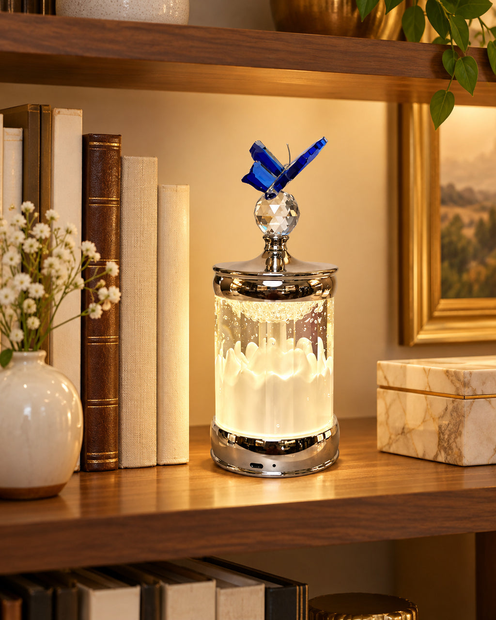 2679 Butterfly Blue Crystal Night Lamp