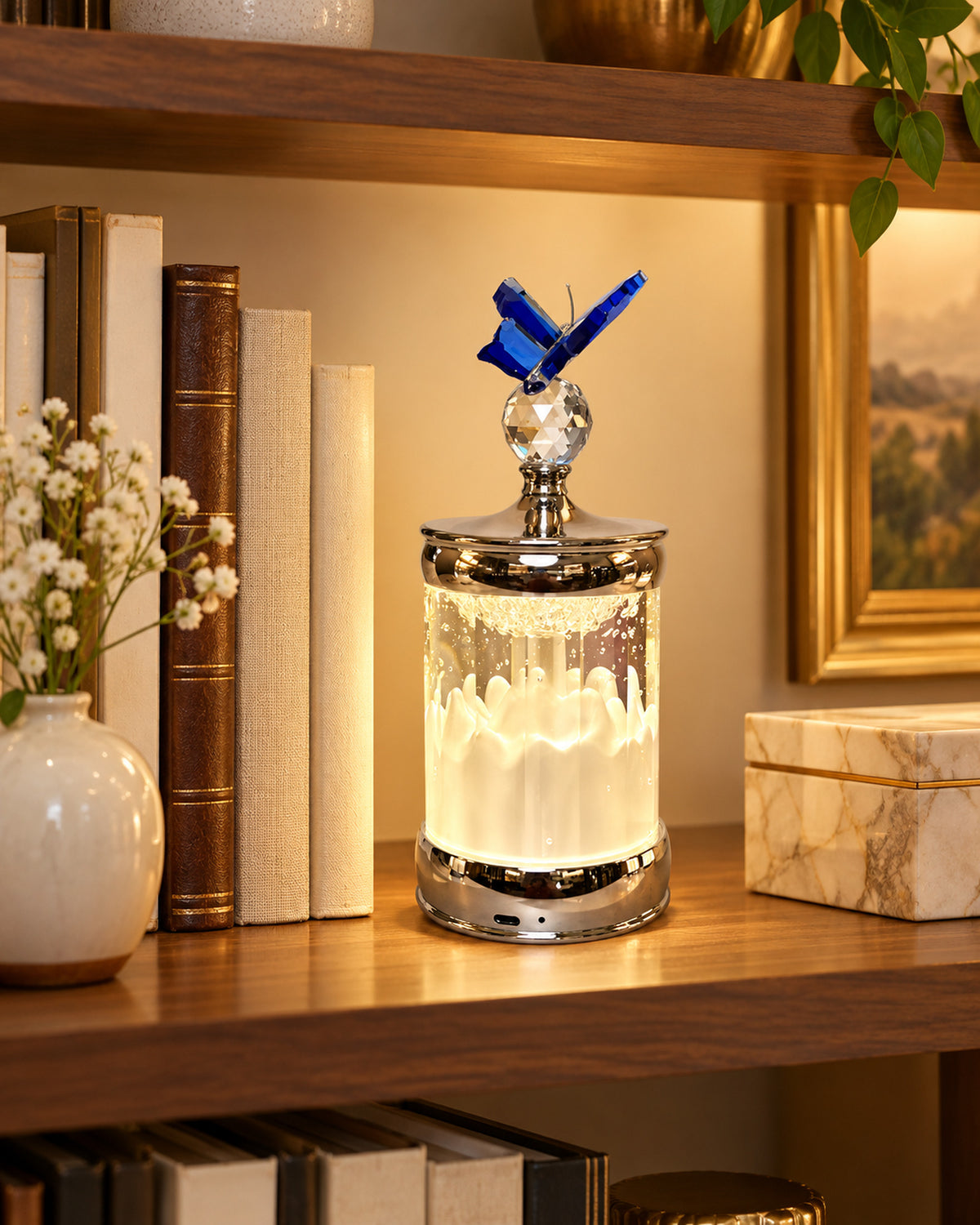 2679 Butterfly Blue Crystal Night Lamp