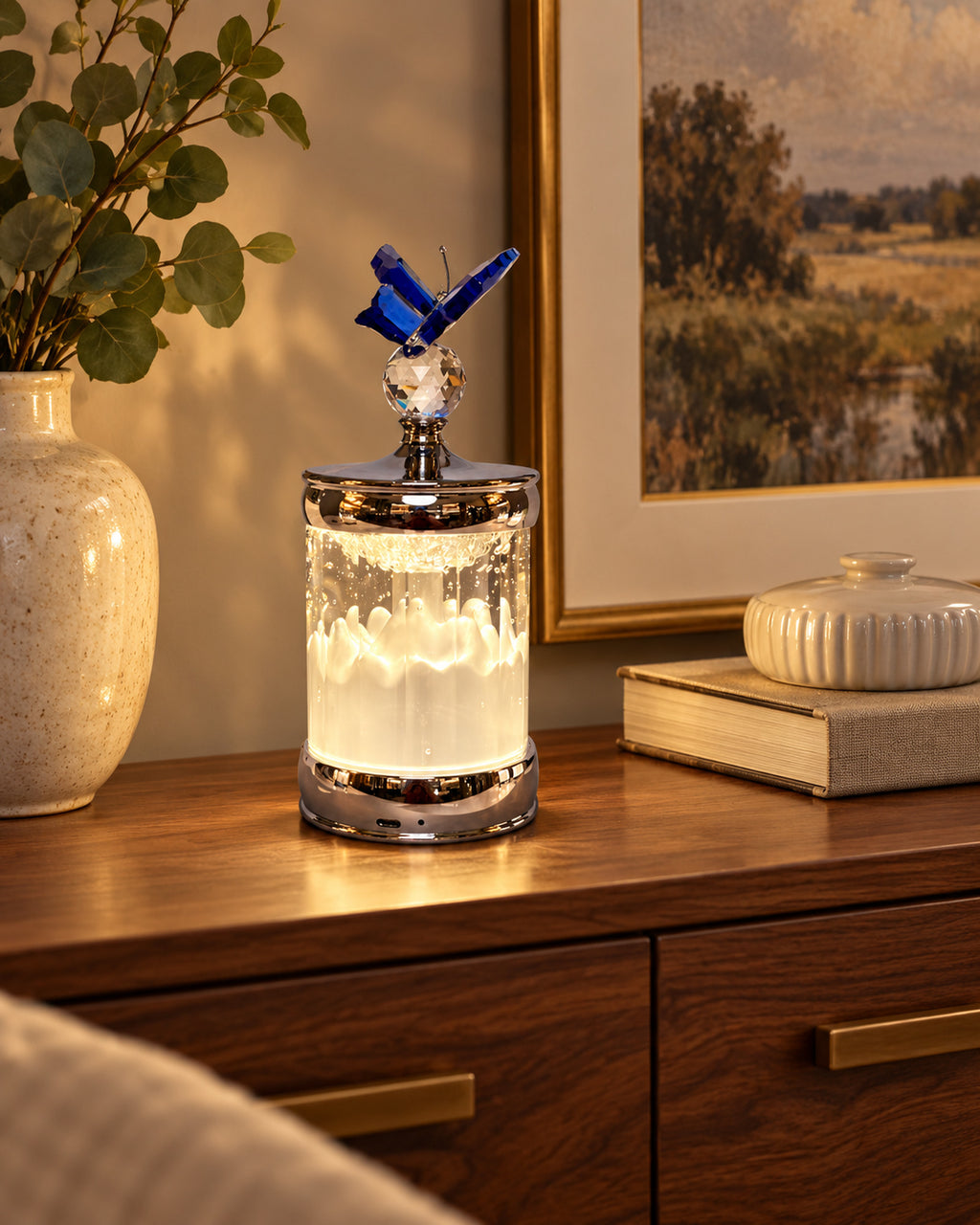 2679 Butterfly Blue Crystal Night Lamp