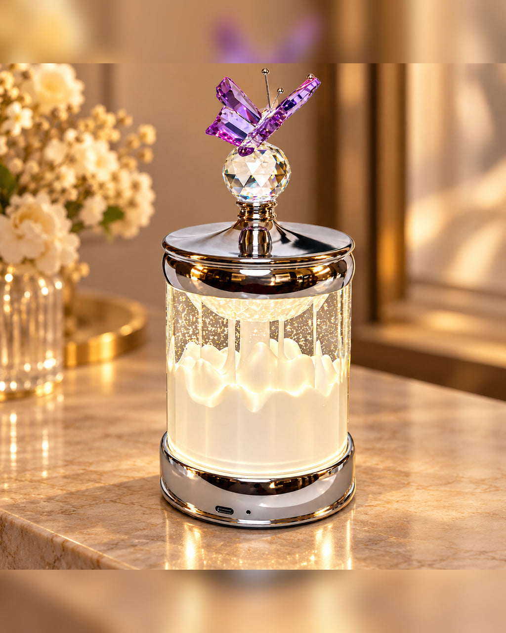 2679 Butterfly Purple Crystal Night Lamp