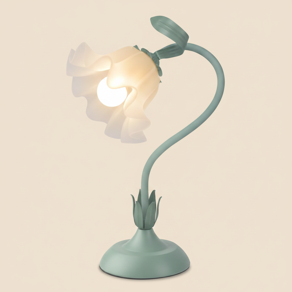 1-light sage green floral table lamp E26