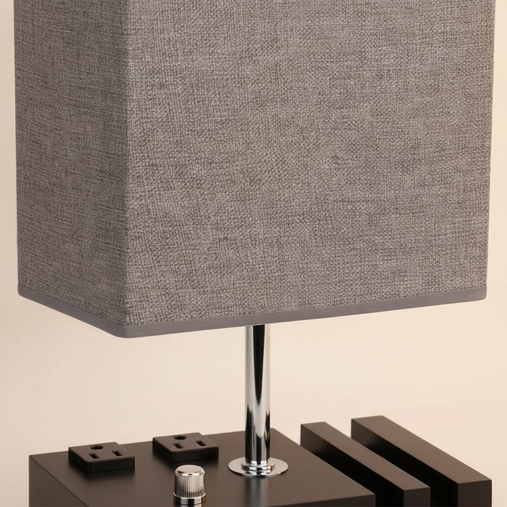 1-light Grey Fabric Shade LED