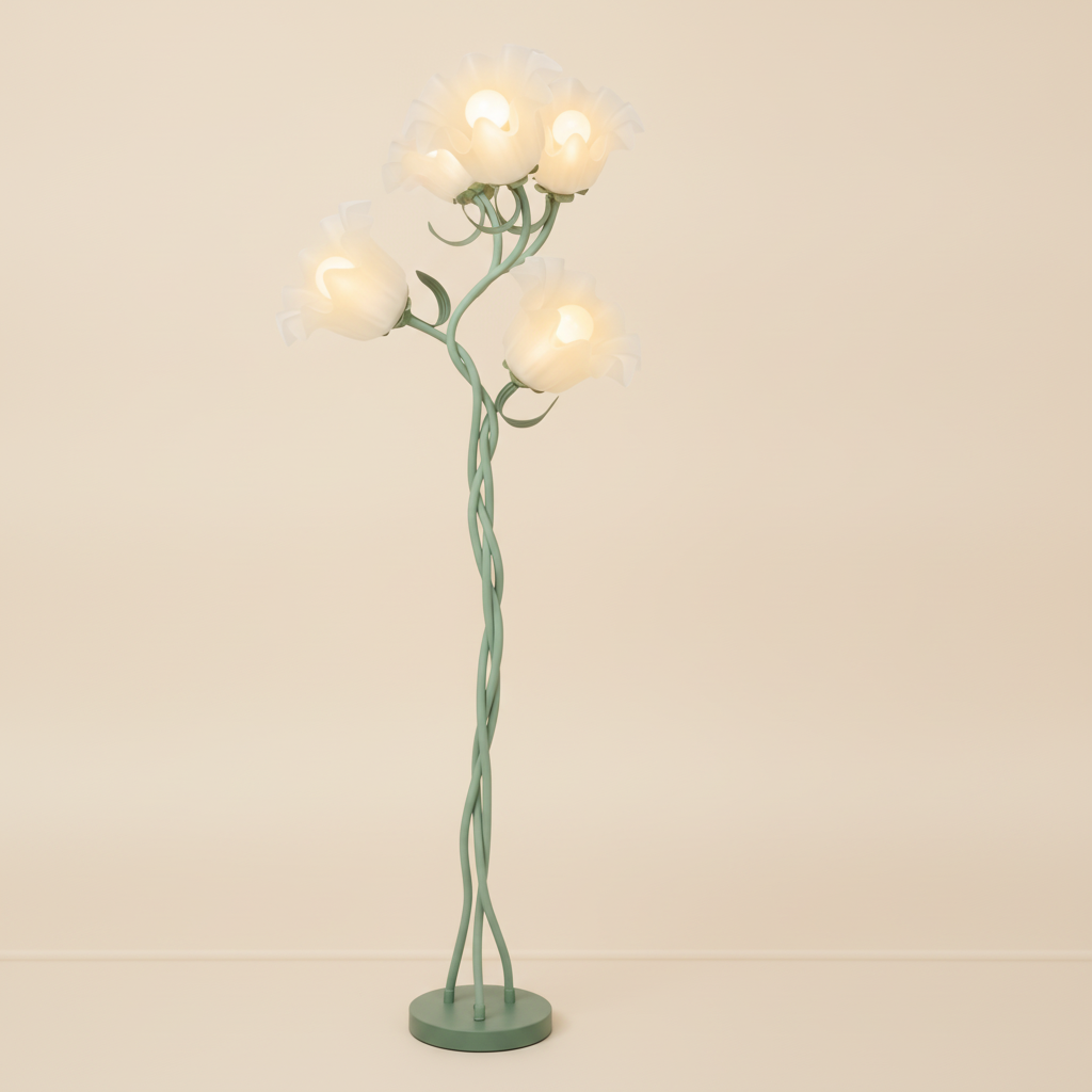 3-light Green (stems), White frosted (petals) Floral Petal /