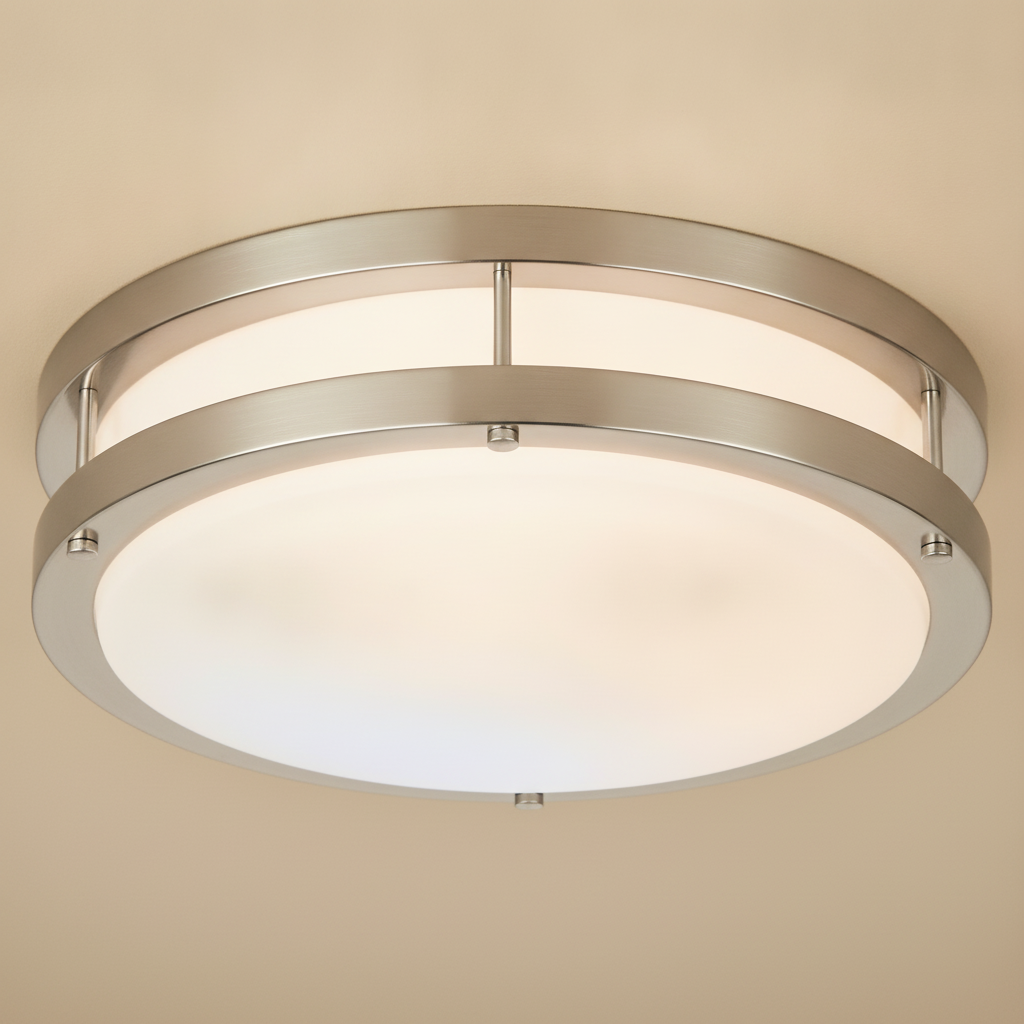 1-light brushed nickle enclosed plastic shade LED