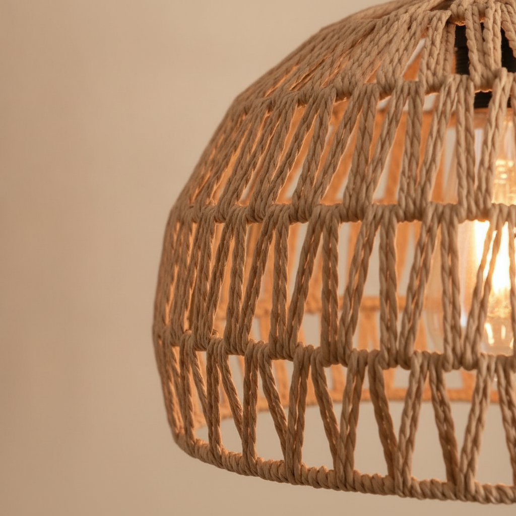 hand-woven rattan pendant light boho natural shade