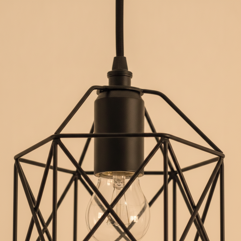 3-light black metal cage pendant light E26 kitchen island