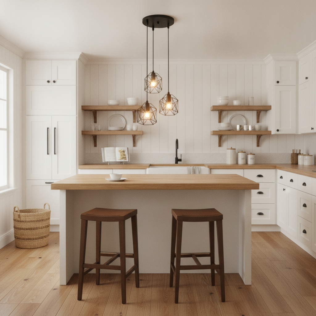 3-light black metal cage pendant light E26 kitchen island