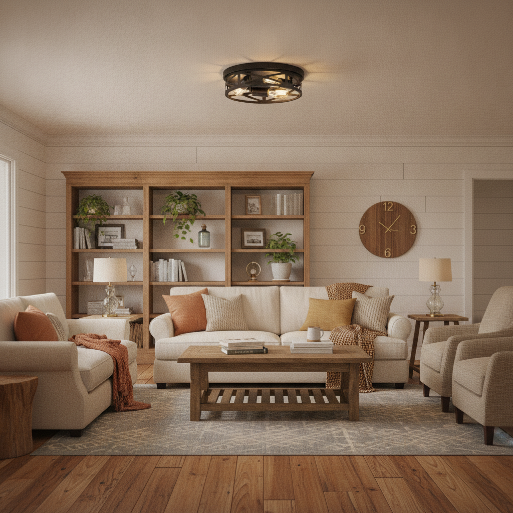 3-light farmhouse flush mount ceiling light E26