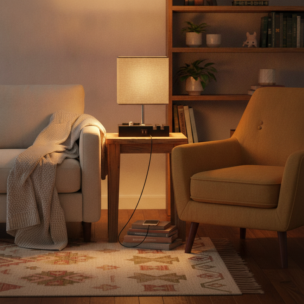 1-light Grey Fabric Shade LED