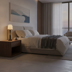 Bliss table lamp as a small accent on a serene bedroom nightstand