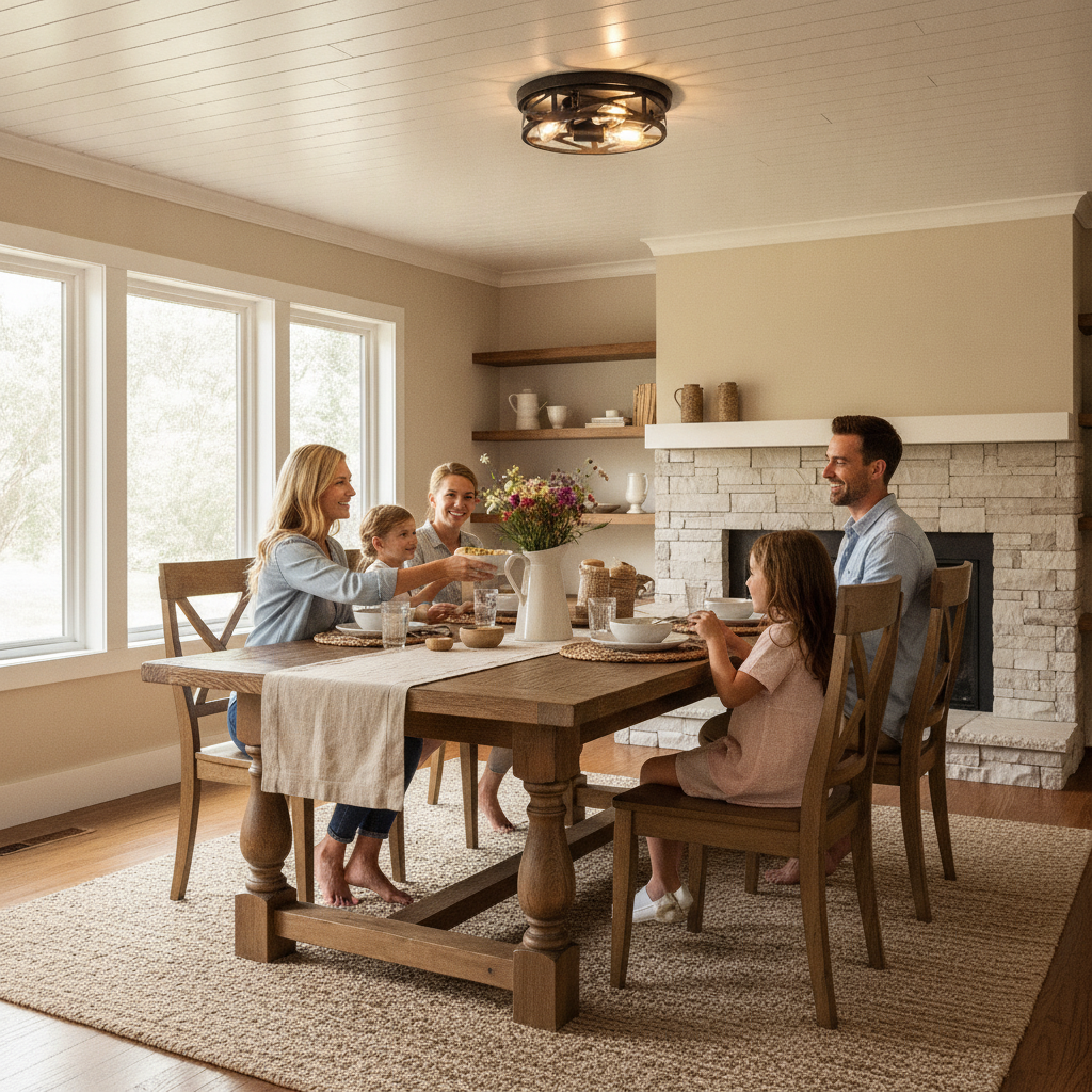 3-light farmhouse flush mount ceiling light E26