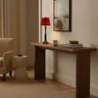 Jovial accent lamp on a console table in an entryway