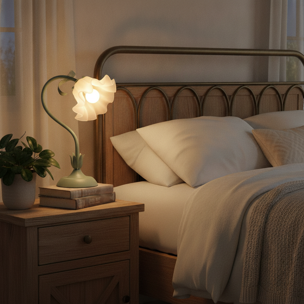 1-light sage green floral table lamp E26