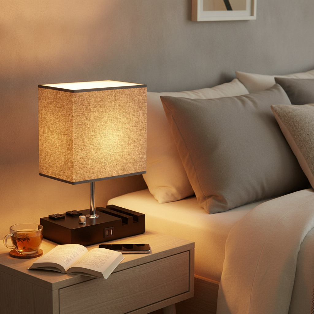 1-light Grey Fabric Shade LED