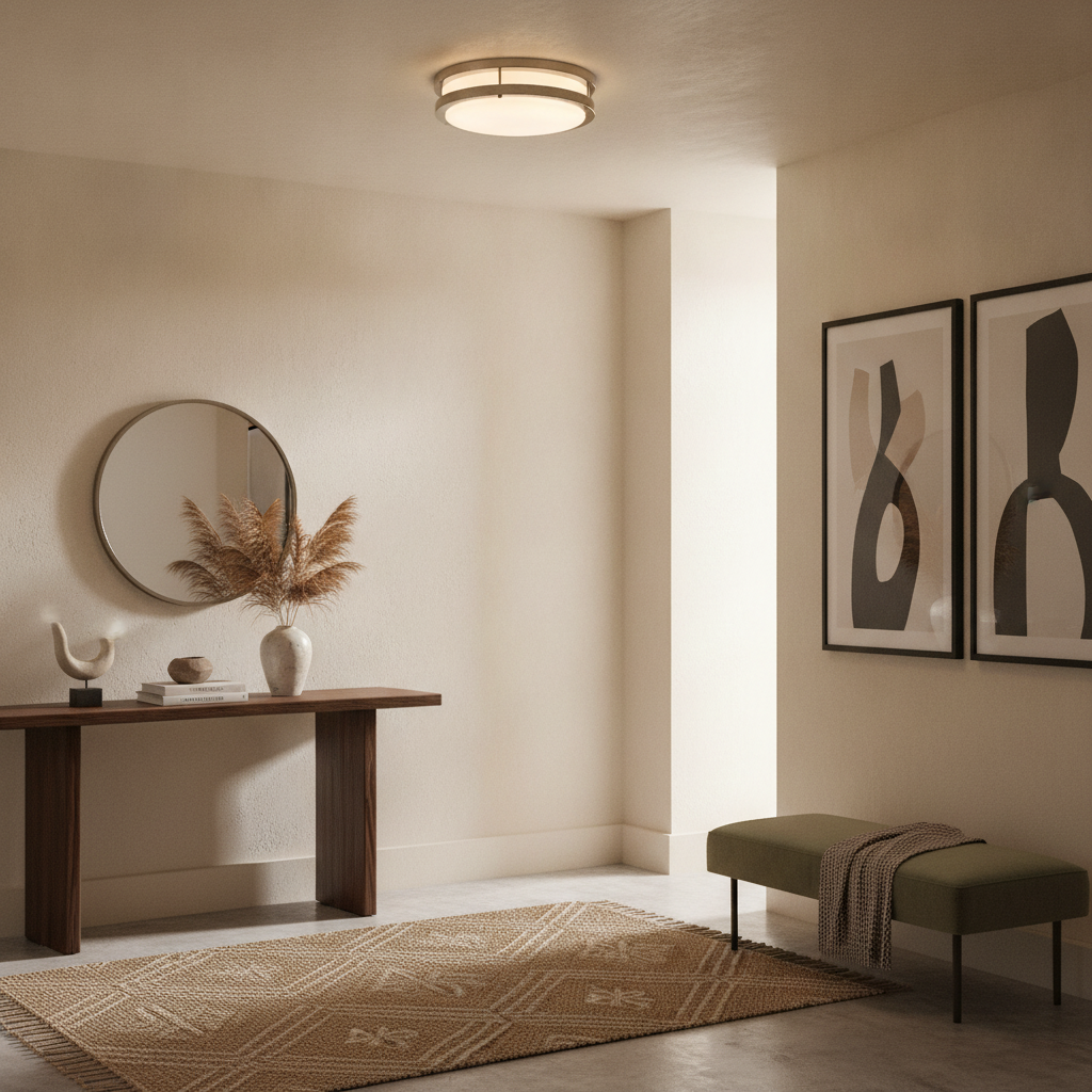 1-light brushed nickle enclosed plastic shade LED
