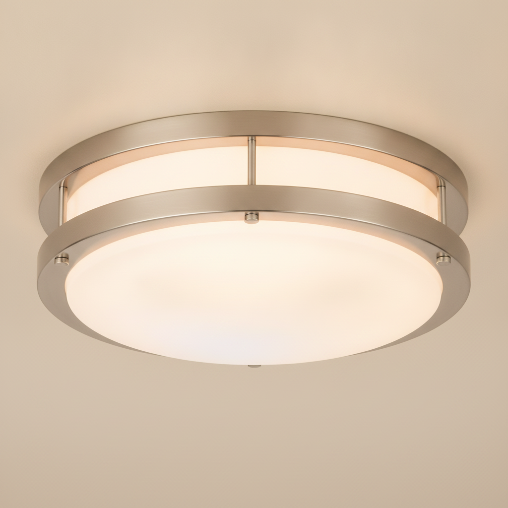 1-light brushed nickle enclosed plastic shade LED