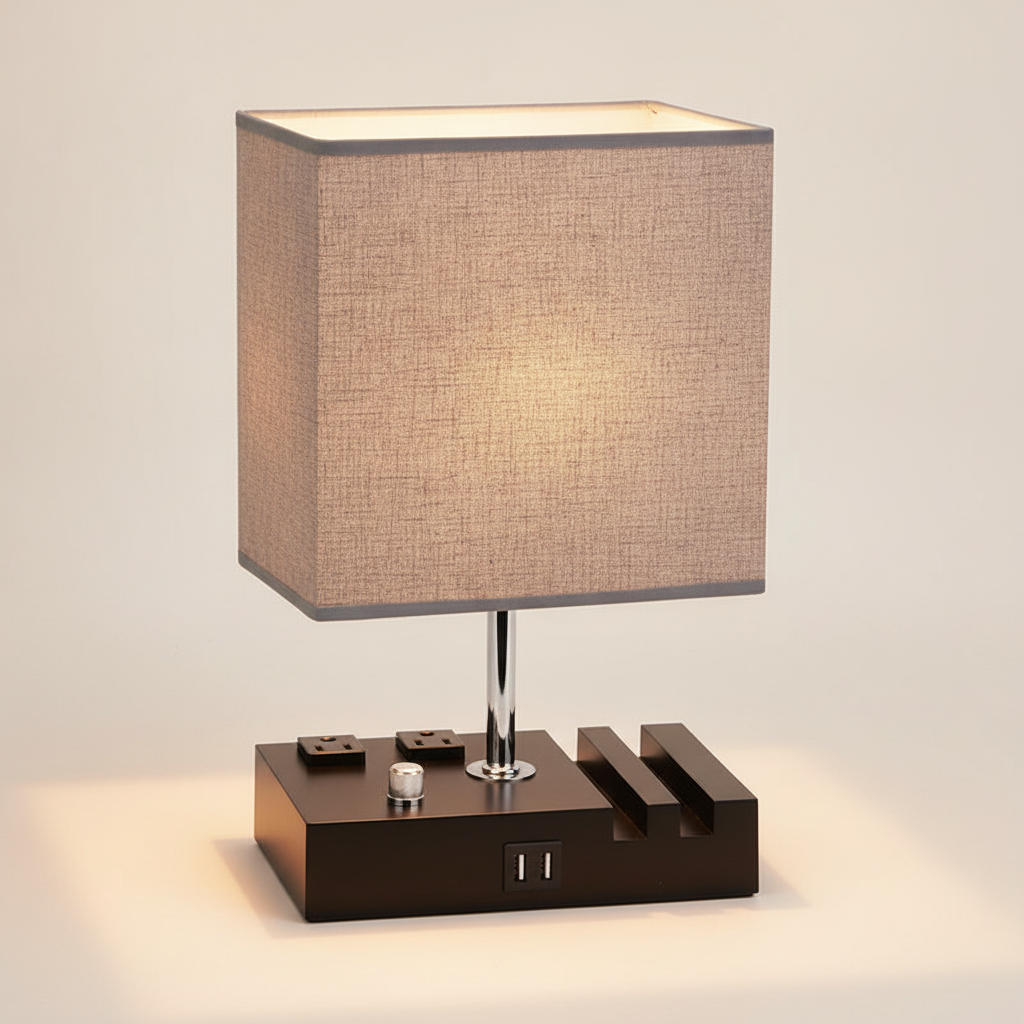 1-light Grey Fabric Shade LED