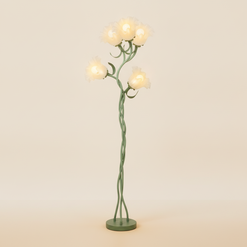 3-light Green (stems), White frosted (petals) Floral Petal /