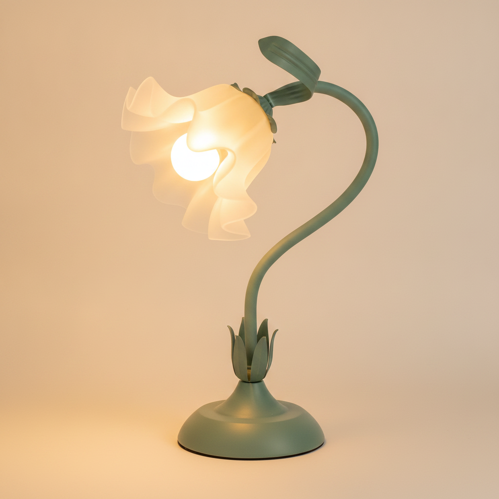 1-light sage green floral table lamp E26