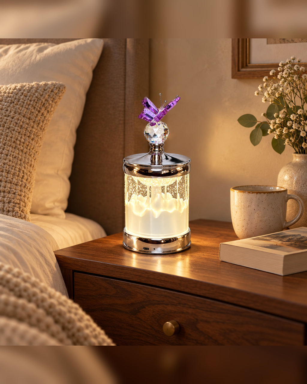 2679 Butterfly Purple Crystal Night Lamp