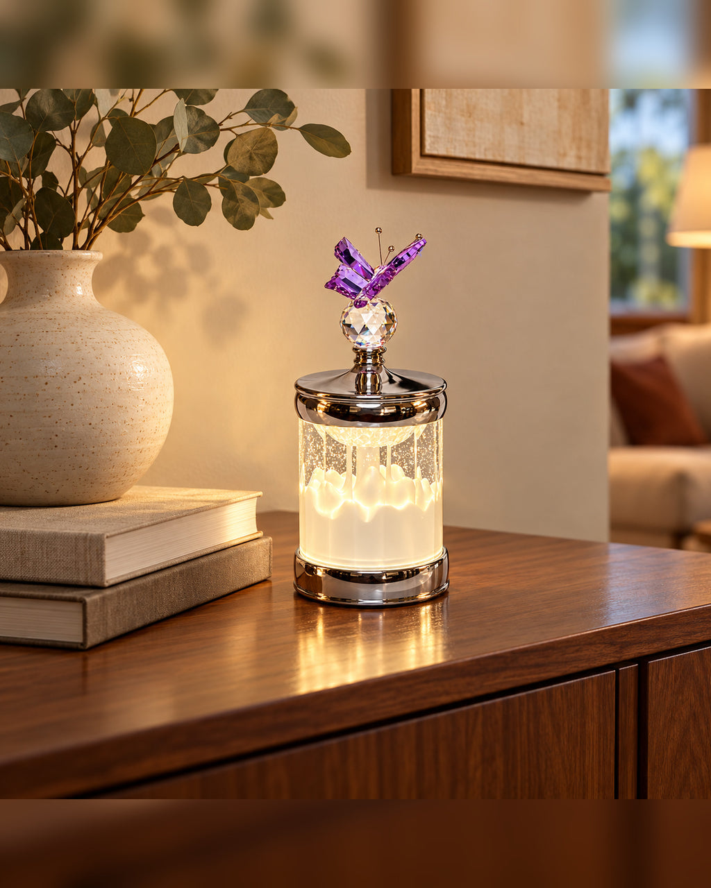2679 Butterfly Purple Crystal Night Lamp