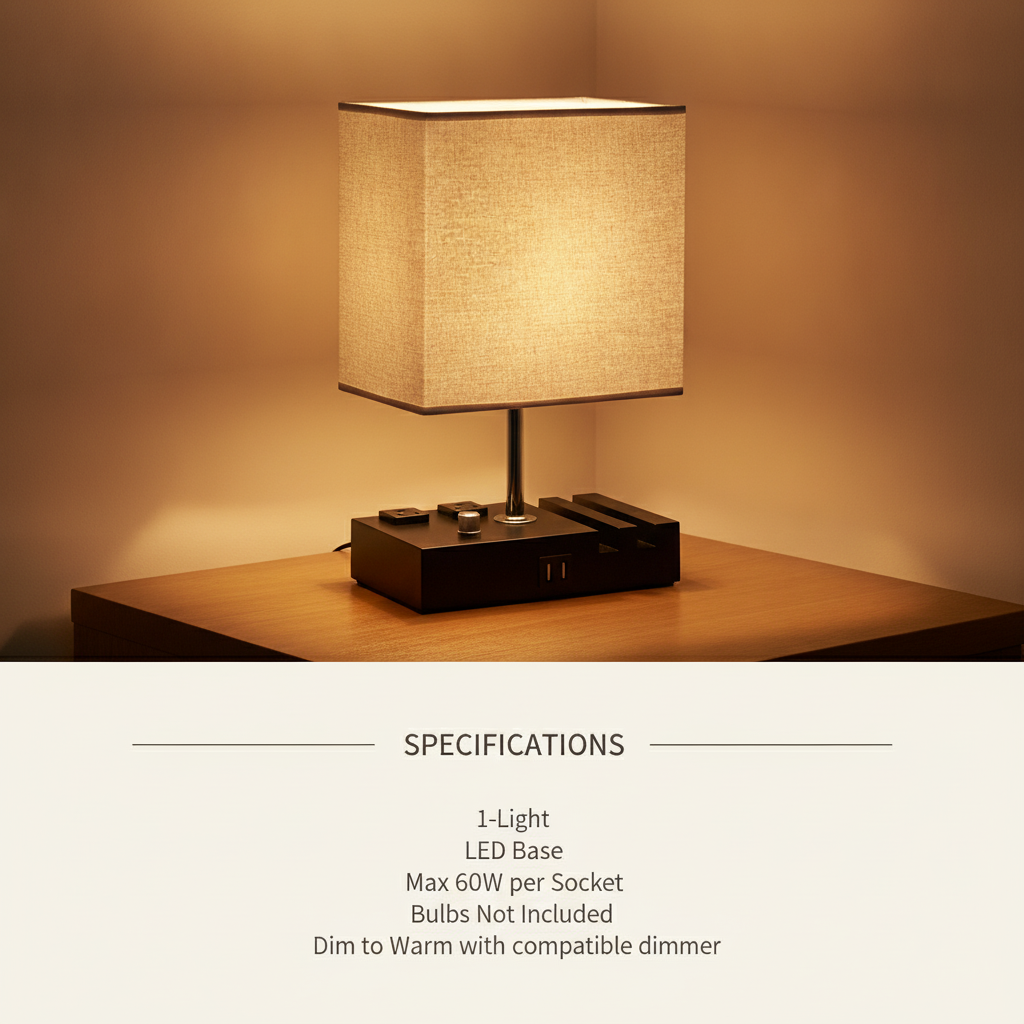 1-light Grey Fabric Shade LED