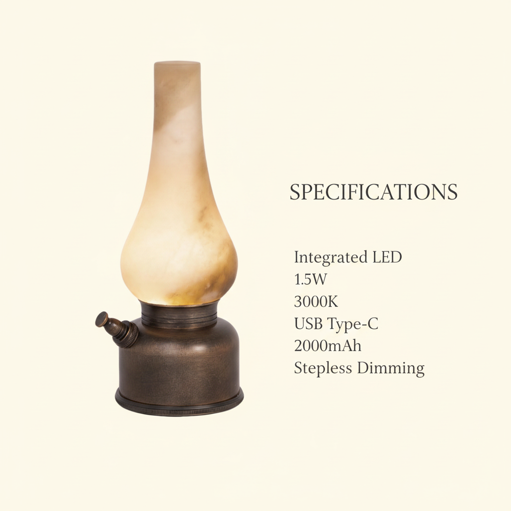 Luminous lamp specifications: integrated LED 1.5W 3000K USB Type-C 2000mAh stepless dimming