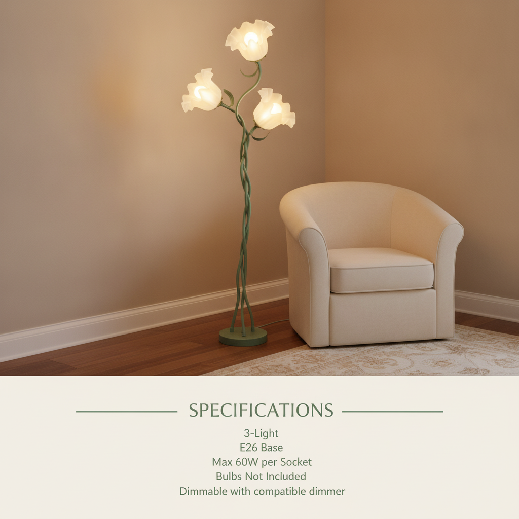 3-light Green (stems), White frosted (petals) Floral Petal /