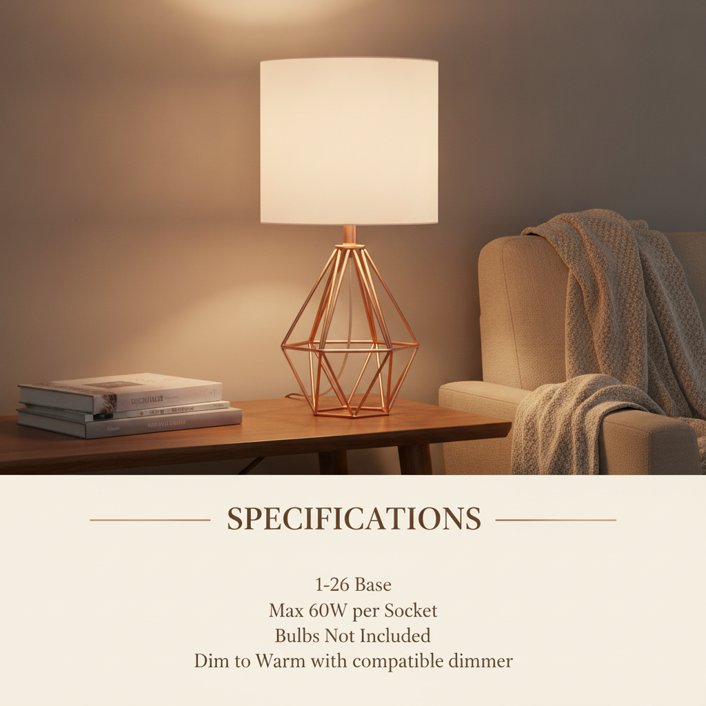 1-light Rose Gold tabble lamp E26