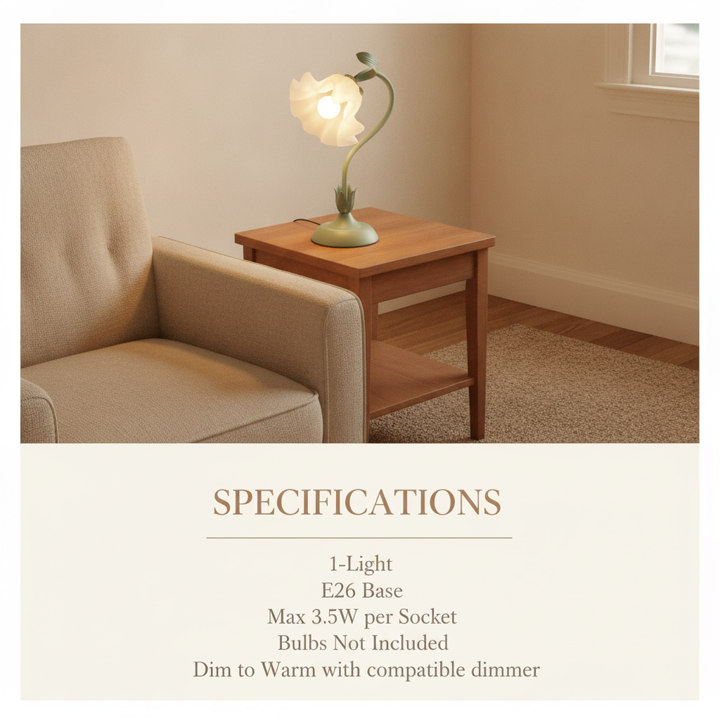 1-light sage green floral table lamp E26
