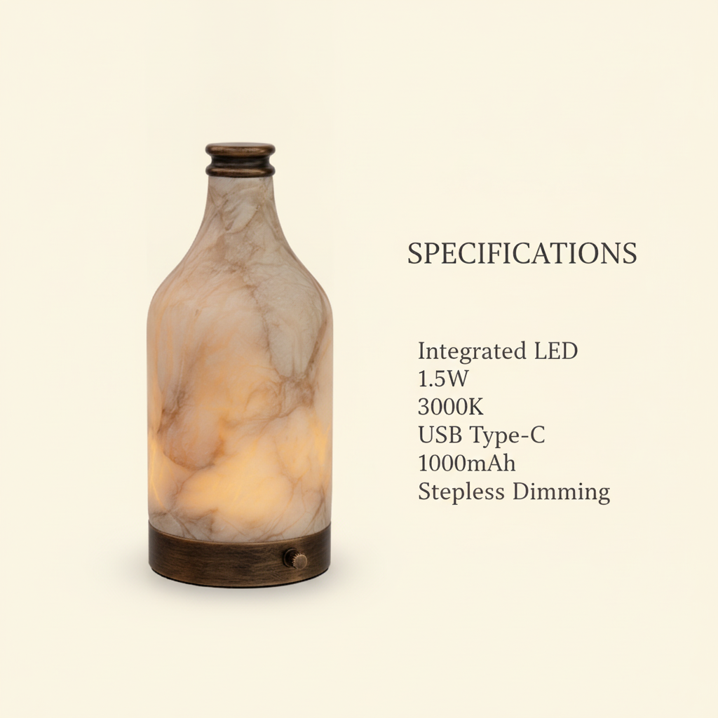 Admire lamp specifications: integrated LED 1.5W 3000K USB Type-C 1000mAh stepless dimming