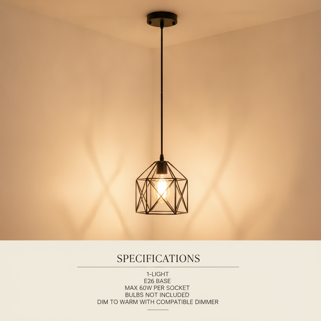 1-light Black pendant E26