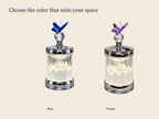 2679 Butterfly Crystal Night Lamp shown in Blue and Purple color options
