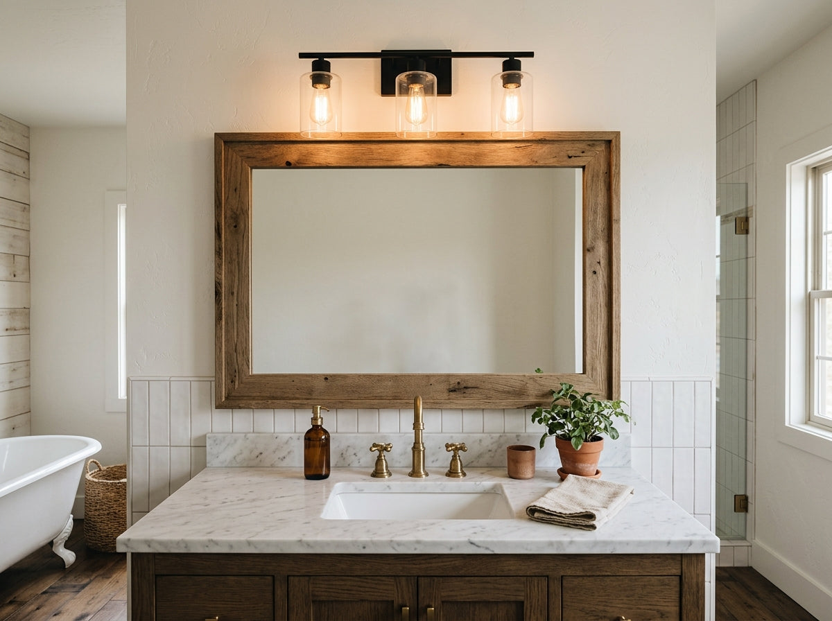 Bathroom vanity light product-inspired room scene